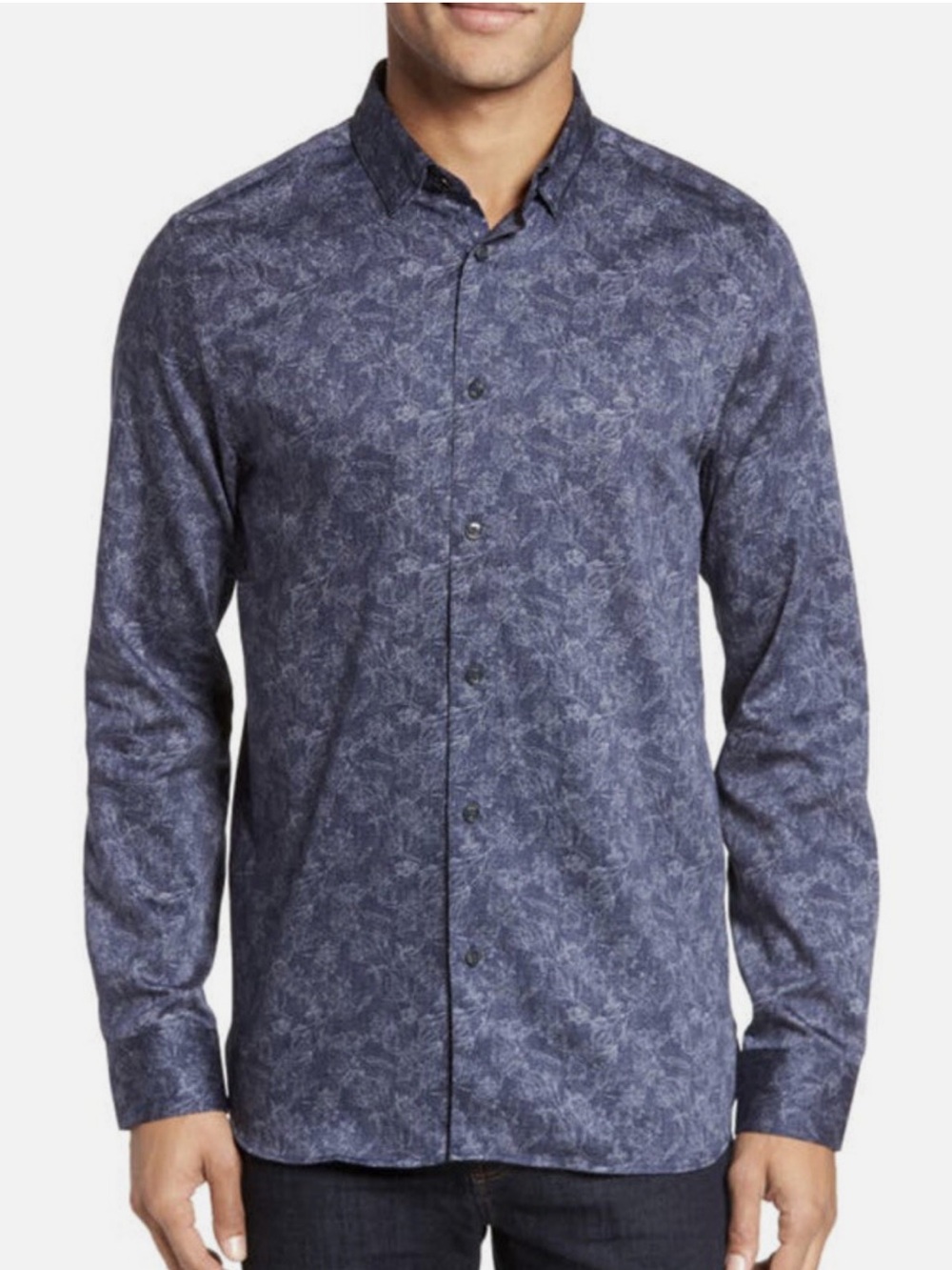 Ted Baker Men's‎ Paisley Button-Down Shirt Charcoal Size 4